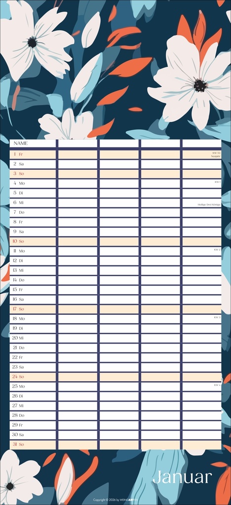 Weitere Ansicht: Floral total Familienplaner 2027