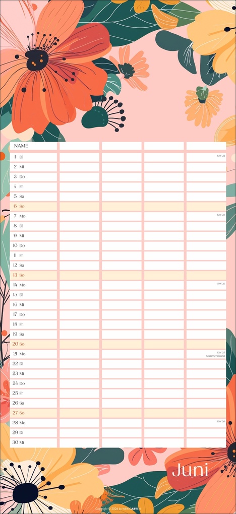 Weitere Ansicht: Floral total Familienplaner 2027