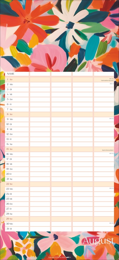 Weitere Ansicht: Floral total Familienplaner 2027