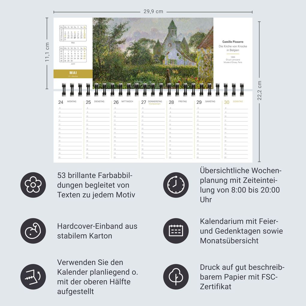 Weitere Ansicht: Die Welt der Kunst Premium-Tischplaner 2027 - Wochenkalender mit 53 Meisterwerken