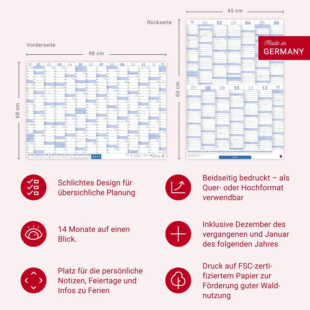 Weitere Ansicht: Mega-Posterplaner, blau 2027
