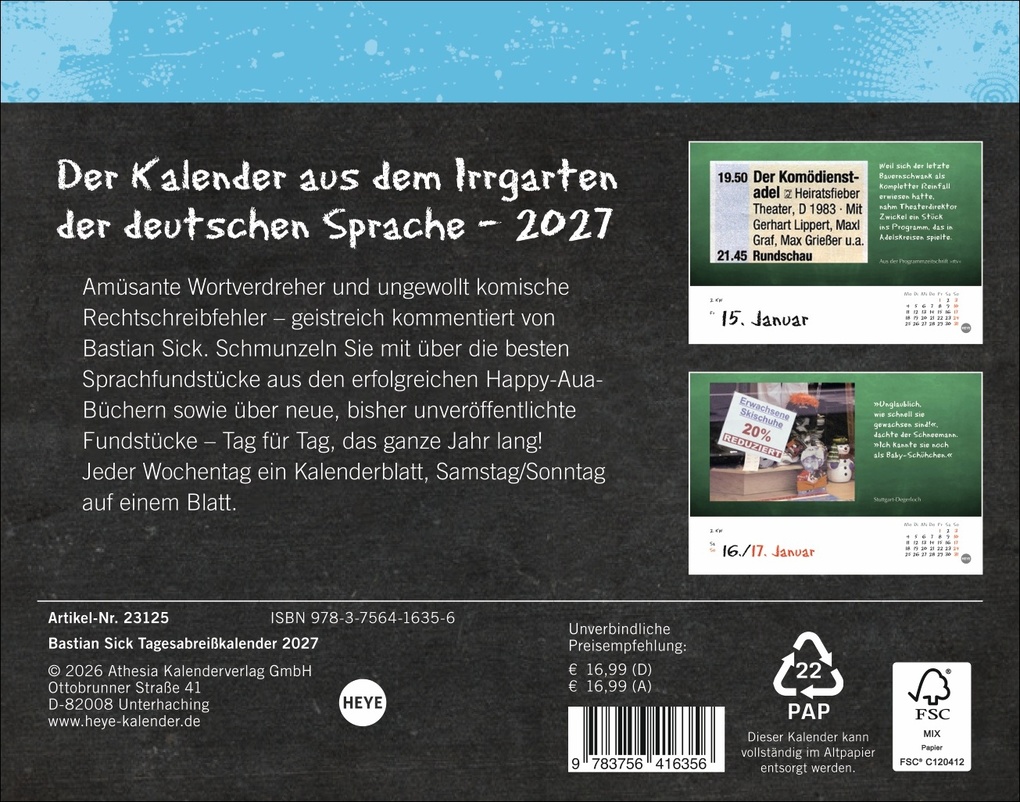 Weitere Ansicht: Bastian Sick Tagesabreißkalender 2027 | Bastian Sick