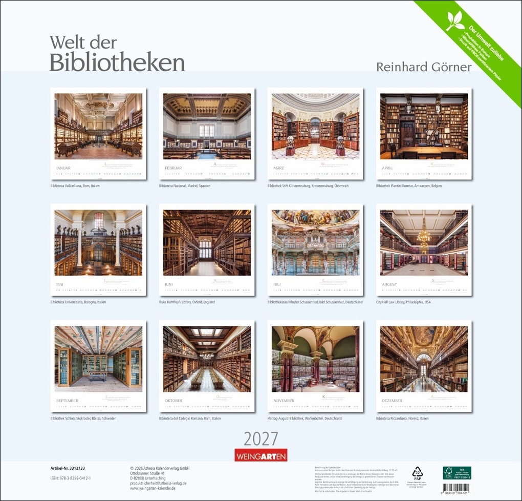 Weitere Ansicht: Welt der Bibliotheken Kalender 2027
