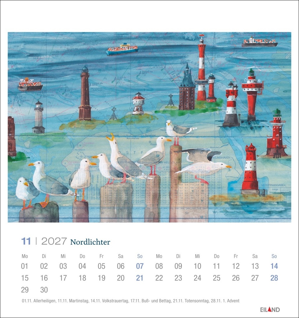 Weitere Ansicht: Nordlichter - See(h)karten Postkartenkalender 2027 | Katharina Noack