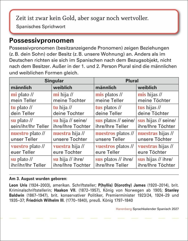 Weitere Ansicht: Spanisch Sprachkalender 2027 - Spanisch lernen leicht gemacht - Tagesabreißkalender | Sylvia Rivero Crespo