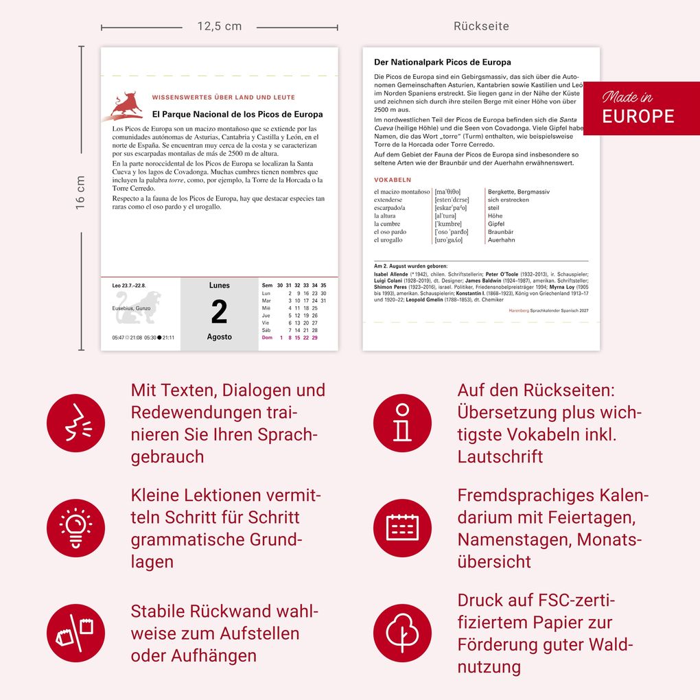 Weitere Ansicht: Spanisch Sprachkalender 2027 - Spanisch lernen leicht gemacht - Tagesabreißkalender | Sylvia Rivero Crespo