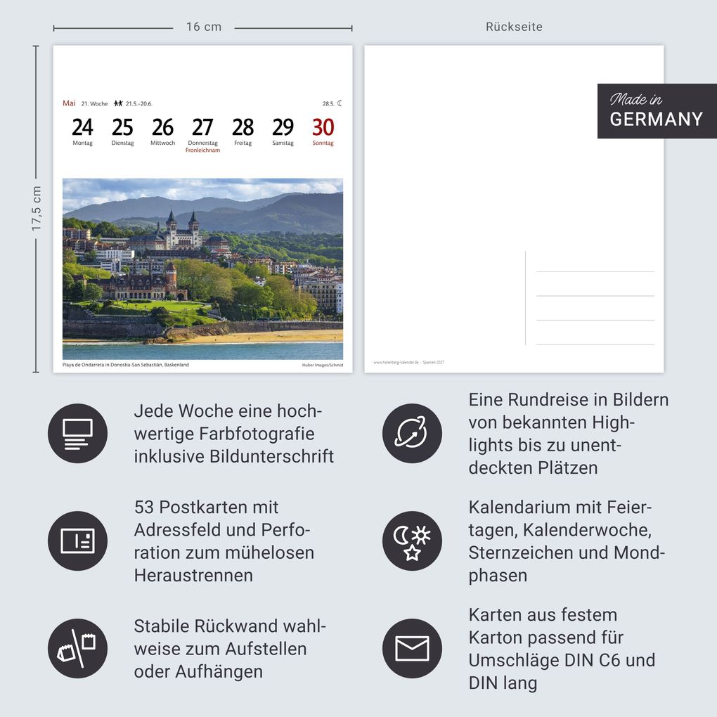 Weitere Ansicht: Spanien Sehnsuchtskalender 2027 - Wochenkalender mit 53 Postkarten