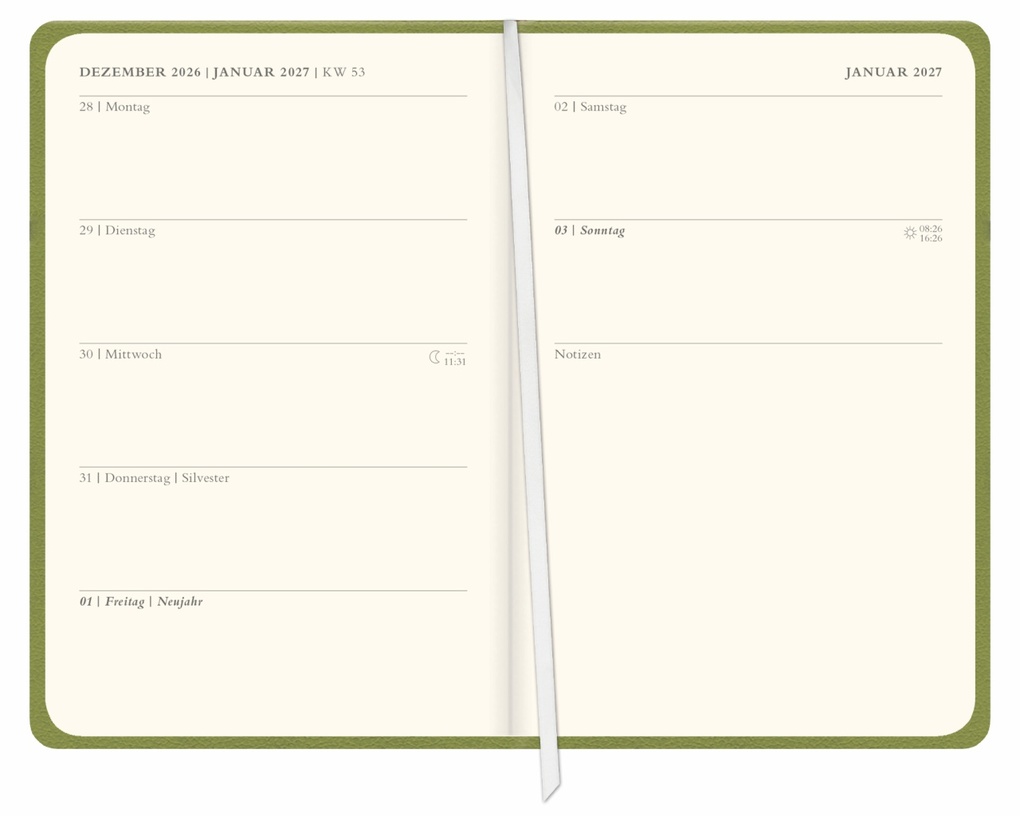 Weitere Ansicht: Diario Wochen-Kalenderbuch A6, grün 2027