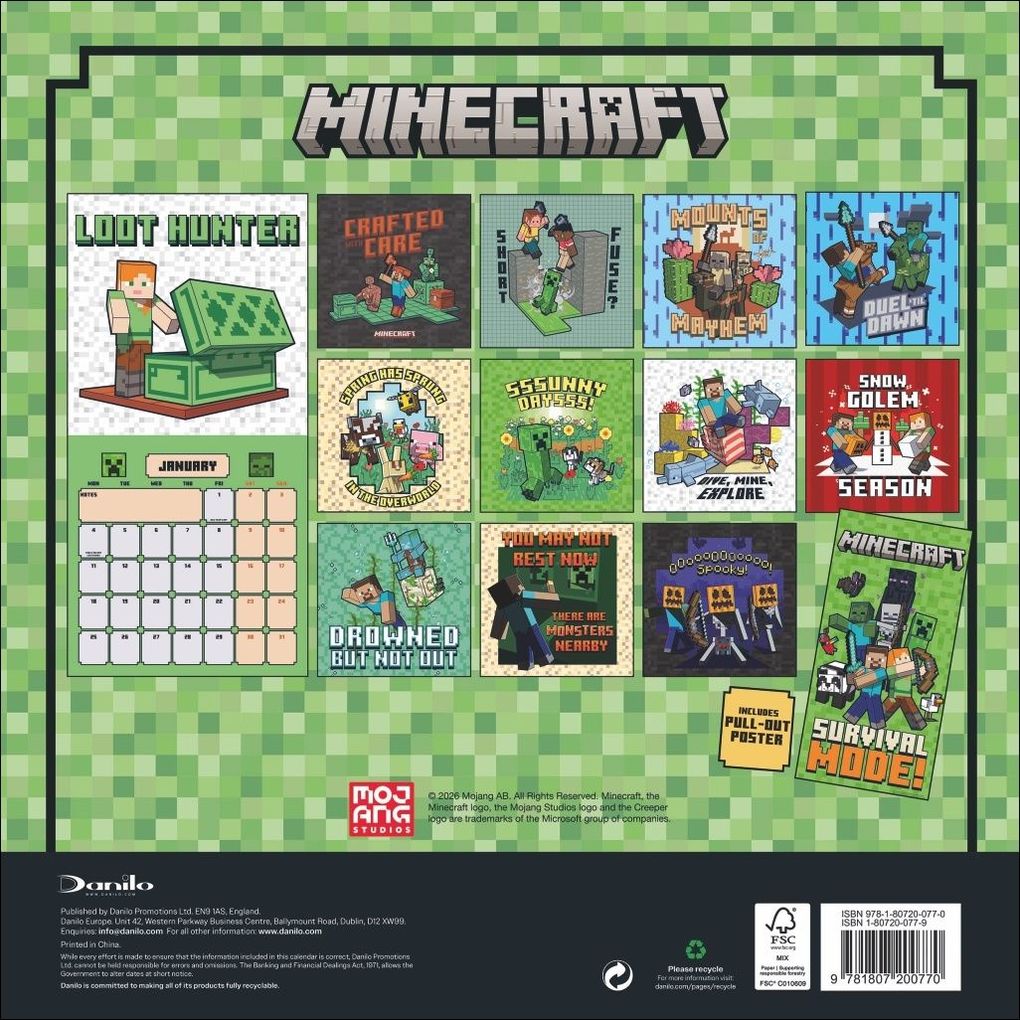 Weitere Ansicht: Minecraft Broschurkalender 2027