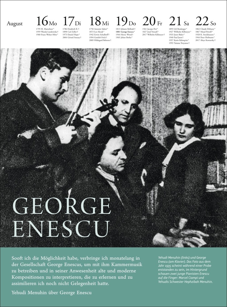 Weitere Ansicht: Der Musik Kalender Wochenkalender 2027