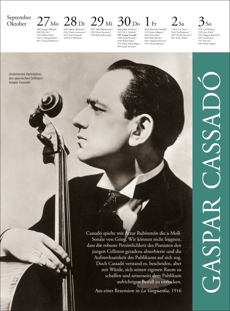 Weitere Ansicht: Der Musik Kalender Wochenkalender 2027