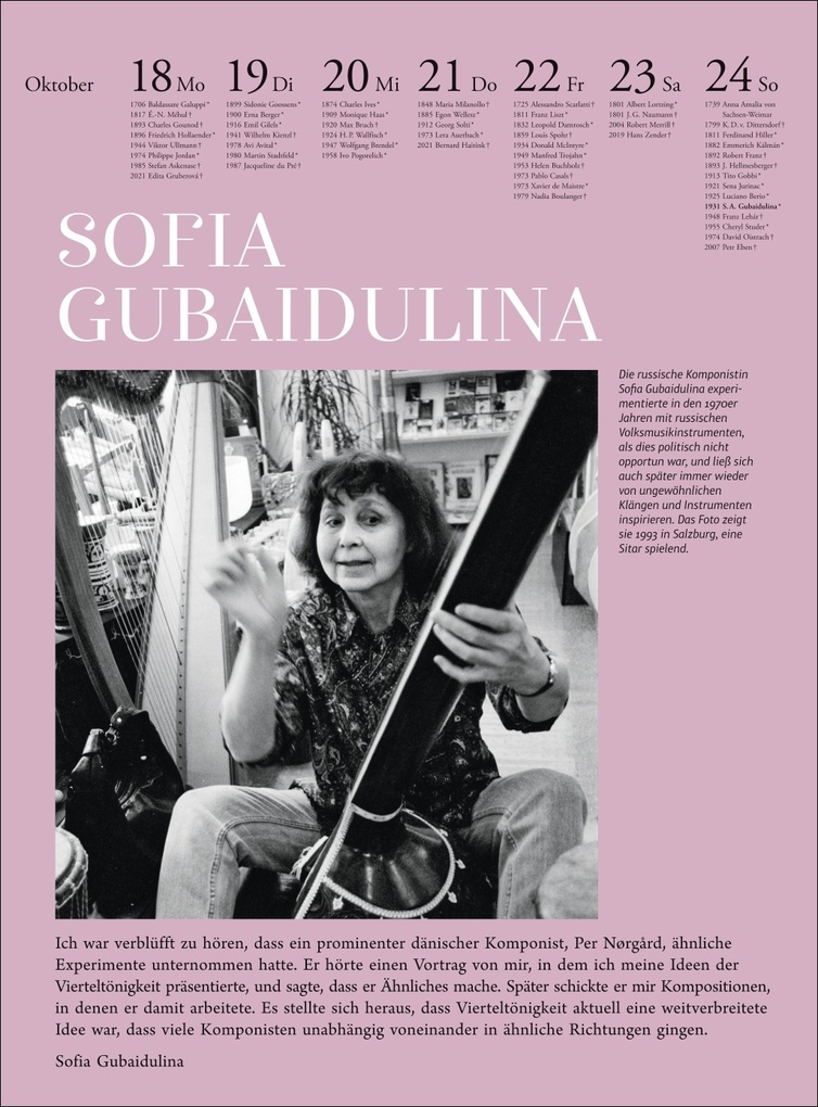 Weitere Ansicht: Der Musik Kalender Wochenkalender 2027