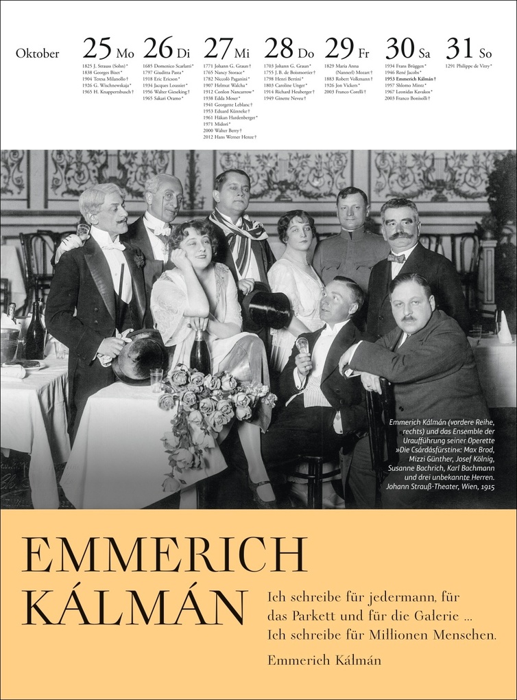 Weitere Ansicht: Der Musik Kalender Wochenkalender 2027