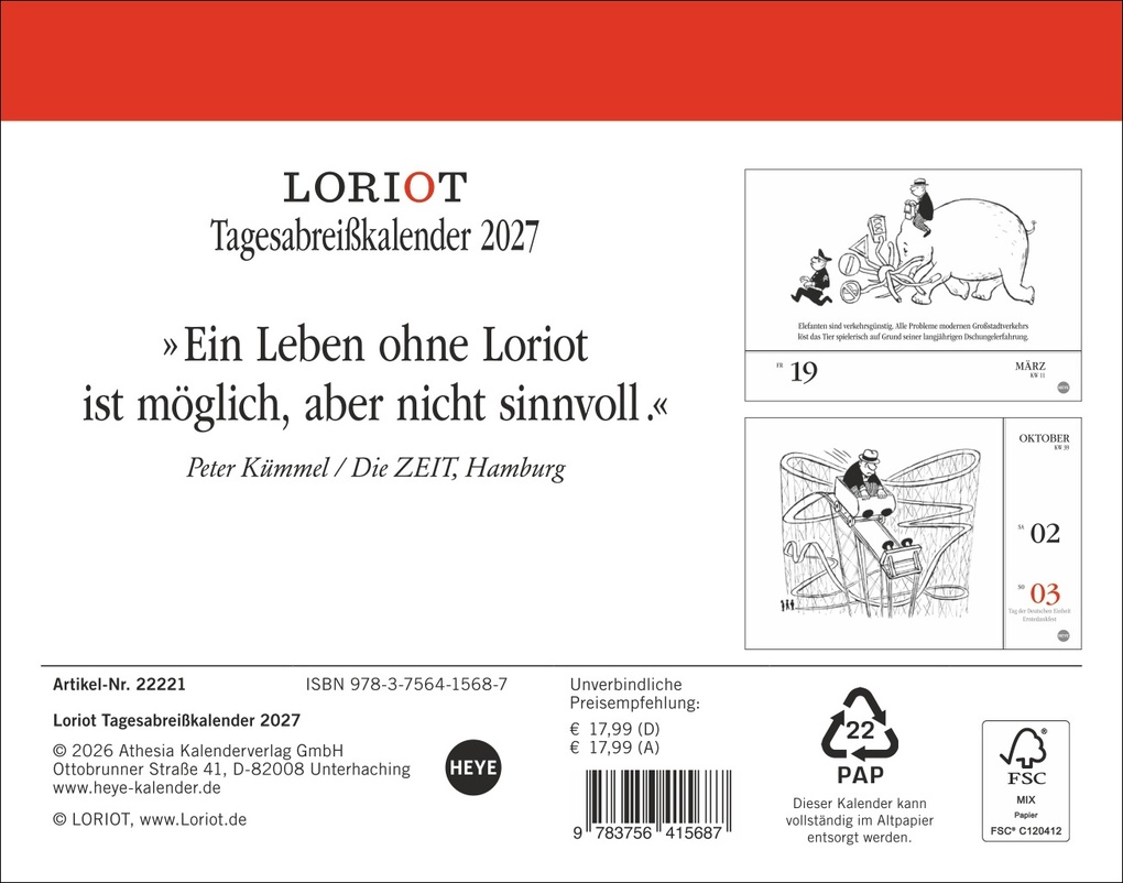 Weitere Ansicht: Loriot Tagesabreißkalender 2027 | Loriot