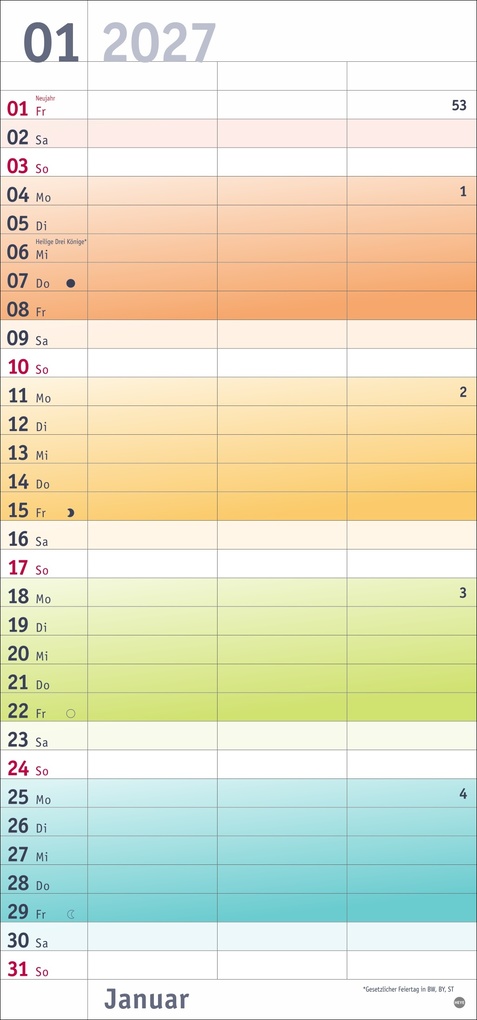 Weitere Ansicht: Bunte Wochen Planer für 2 2027