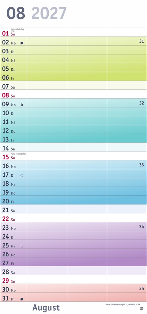 Weitere Ansicht: Bunte Wochen Planer für 2 2027