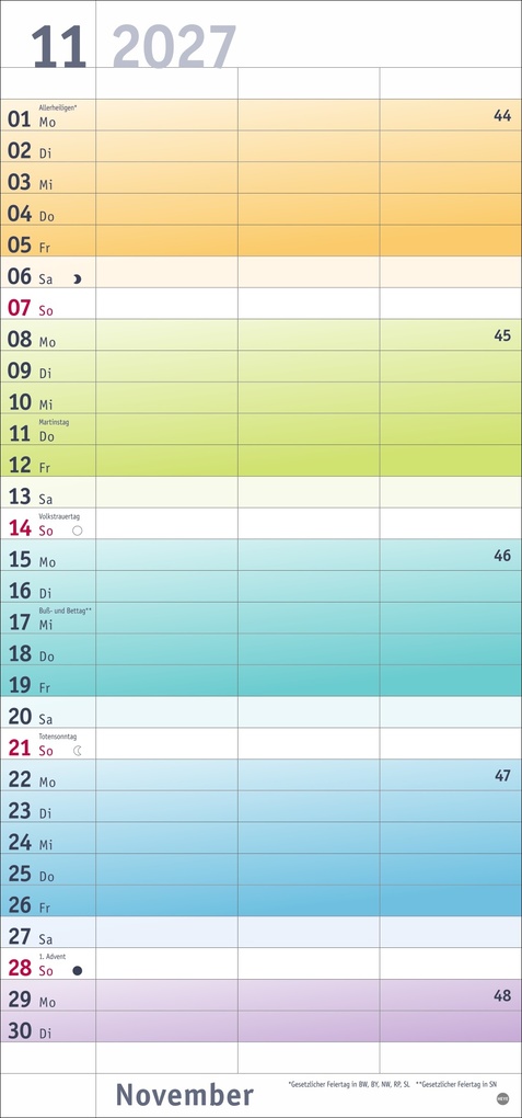 Weitere Ansicht: Bunte Wochen Planer für 2 2027