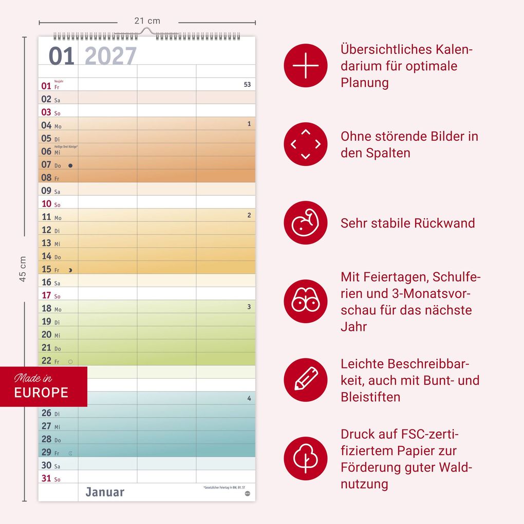 Weitere Ansicht: Bunte Wochen Planer für 2 2027