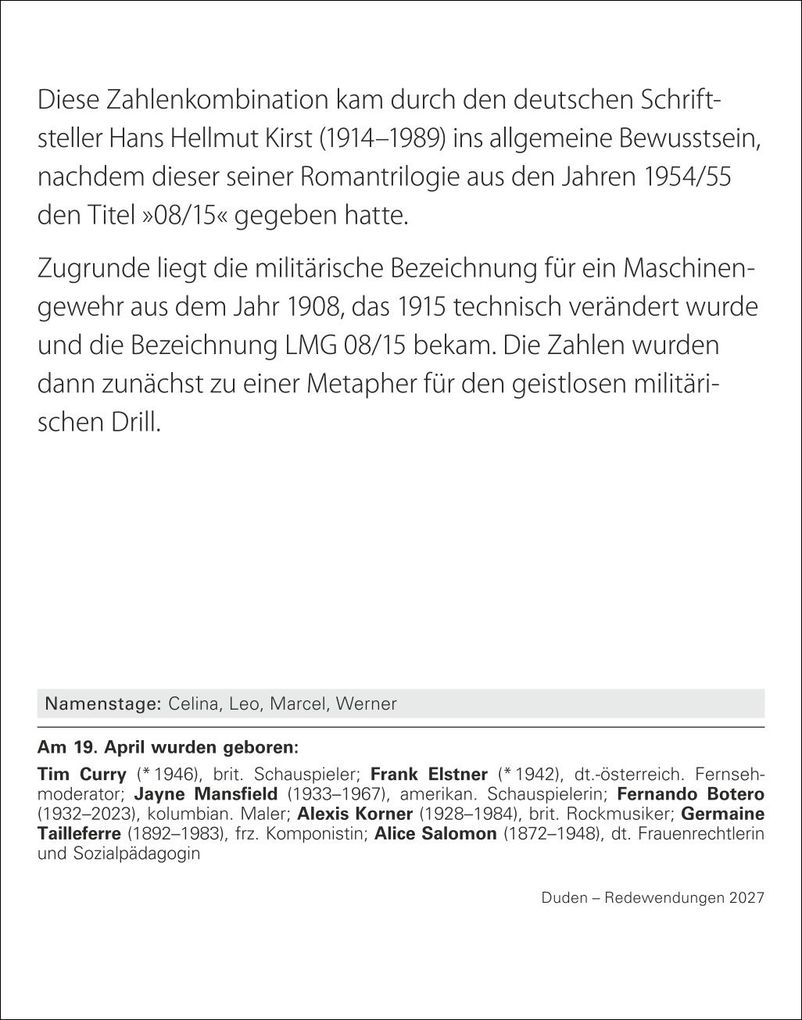 Weitere Ansicht: Duden Das Salz in der (Buchstaben-)Suppe Tagesabreißkalender 2027 - Redewendungen und ihre Bedeutung