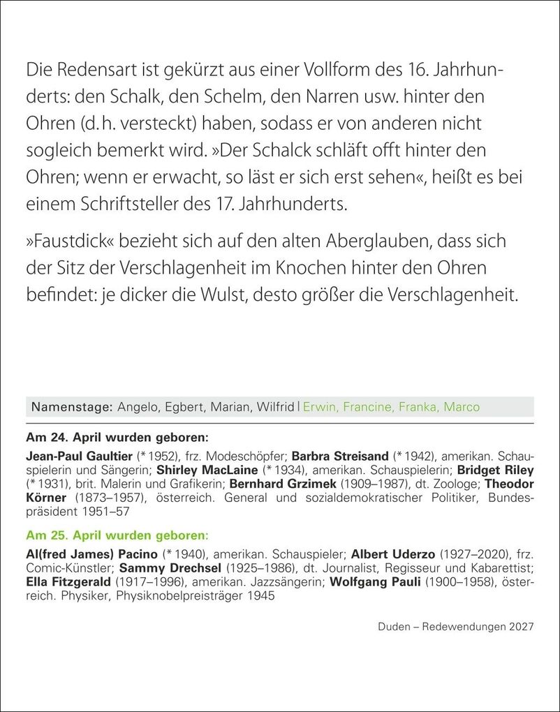 Weitere Ansicht: Duden Das Salz in der (Buchstaben-)Suppe Tagesabreißkalender 2027 - Redewendungen und ihre Bedeutung