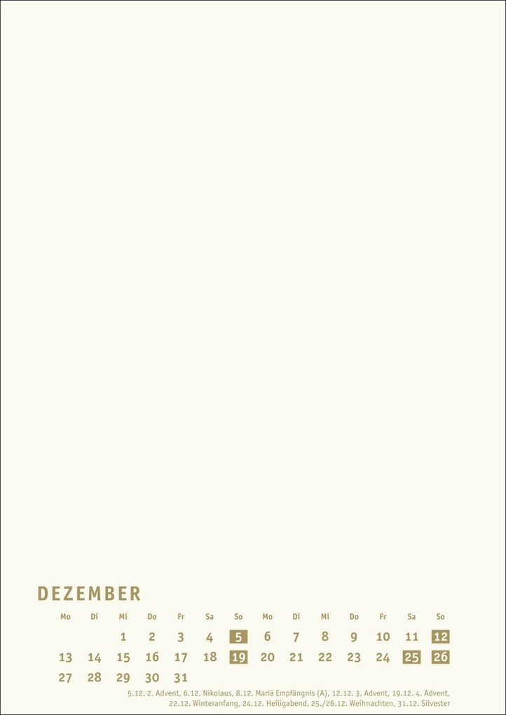 Weitere Ansicht: Premium-Bastelkalender gold A4 2027