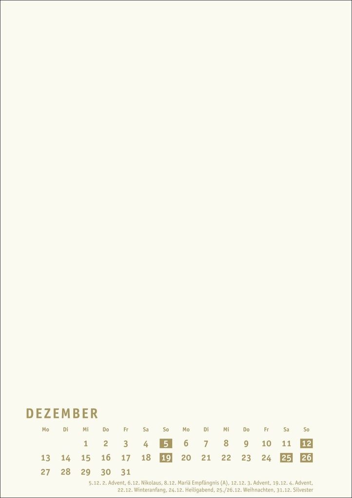 Weitere Ansicht: Premium-Bastelkalender gold A4 2027