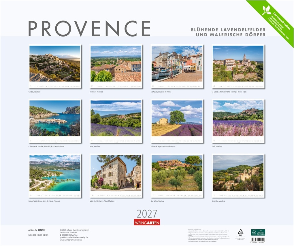 Weitere Ansicht: Provence Kalender 2027 - Blühende Lavendelfelder und malerische Dörfer