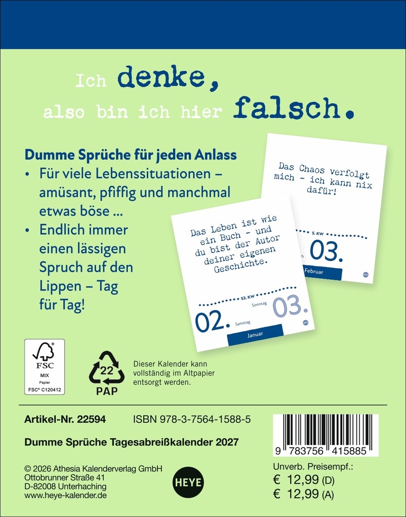 Weitere Ansicht: Dumme Sprüche für jeden Anlass Tagesabreißkalender 2027