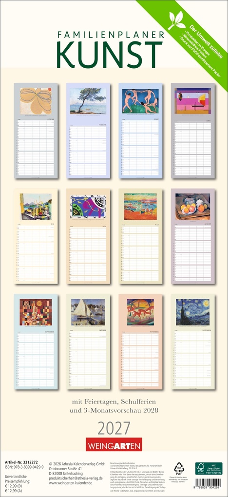 Weitere Ansicht: Kunst Familienplaner 2027 | Wassily Kandinsky, Franz Marc, Claude Monet