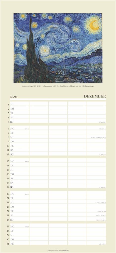 Weitere Ansicht: Kunst Familienplaner 2027 | Wassily Kandinsky, Franz Marc, Claude Monet