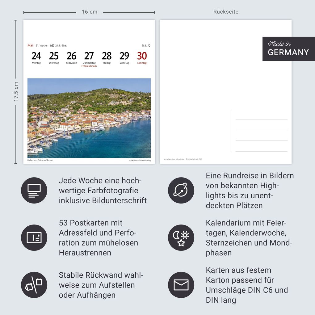 Weitere Ansicht: Griechische Inseln Sehnsuchtskalender 2027 - Wochenkalender mit 53 Postkarten