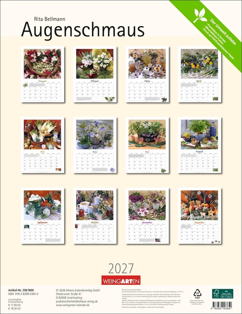 Weitere Ansicht: Augenschmaus Kalender 2027 - Gewürze und Kräuter rund ums Jahr