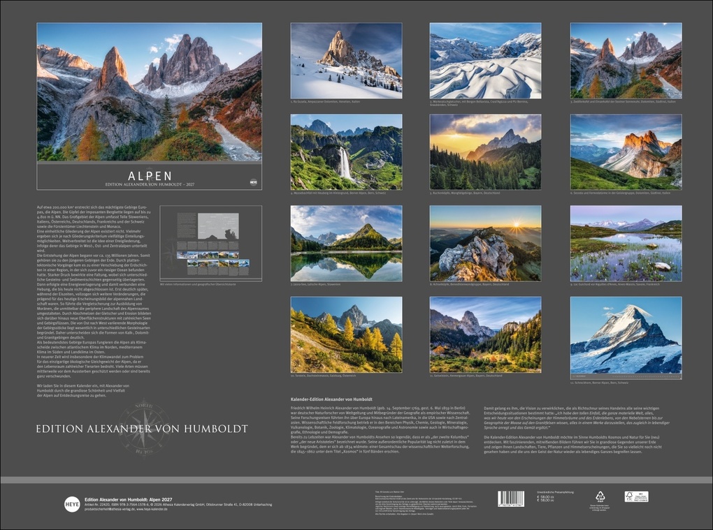 Weitere Ansicht: Alpen - Edition Alexander von Humboldt Kalender 2027