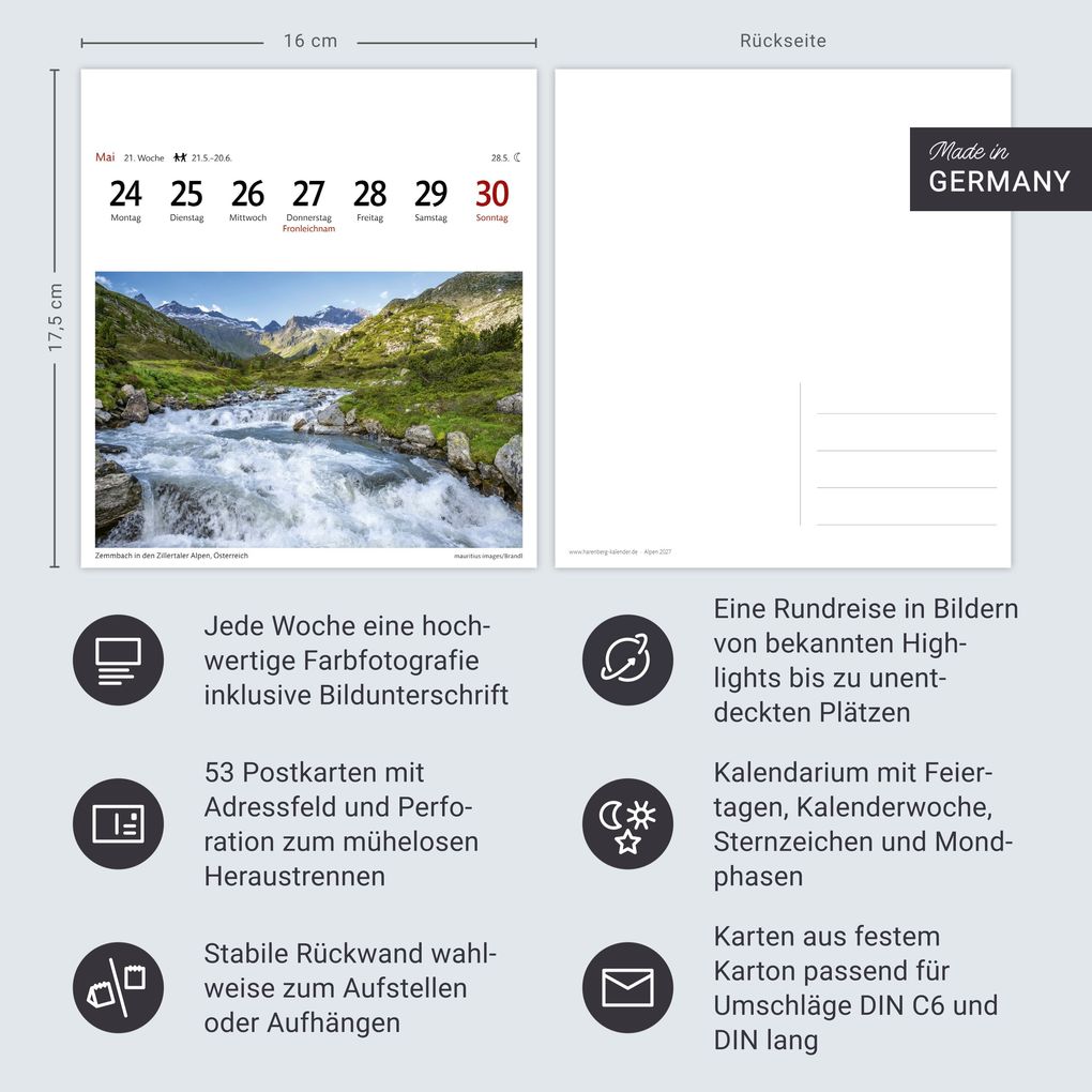Weitere Ansicht: Alpen Sehnsuchtskalender 2027 - Wochenkalender mit 53 Postkarten