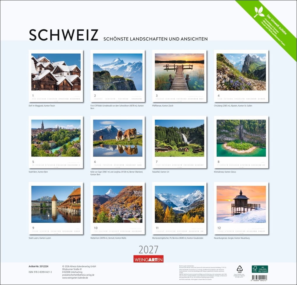 Weitere Ansicht: Schweiz Kalender 2027 - Schönste Landschaften und Ansichten