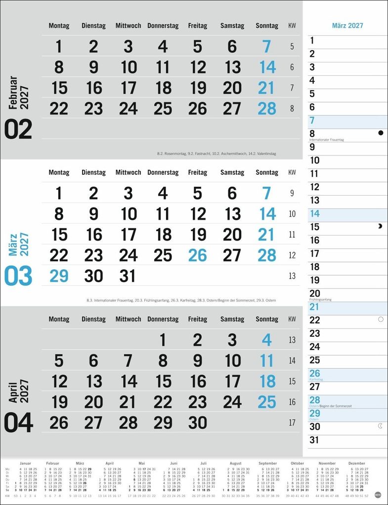 Weitere Ansicht: 3-Monats-Planer, blau 2027