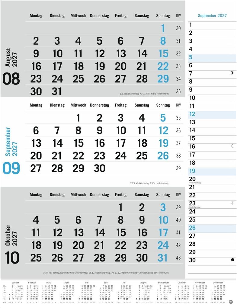 Weitere Ansicht: 3-Monats-Planer, blau 2027
