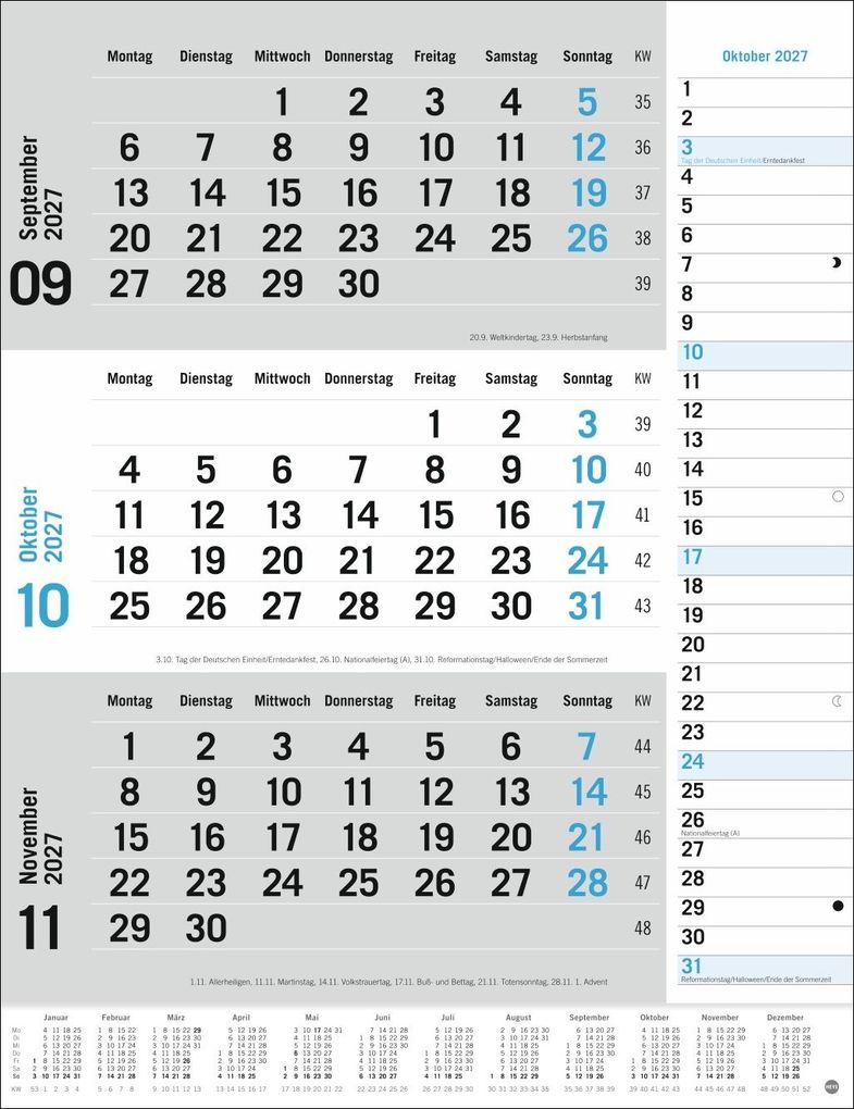 Weitere Ansicht: 3-Monats-Planer, blau 2027