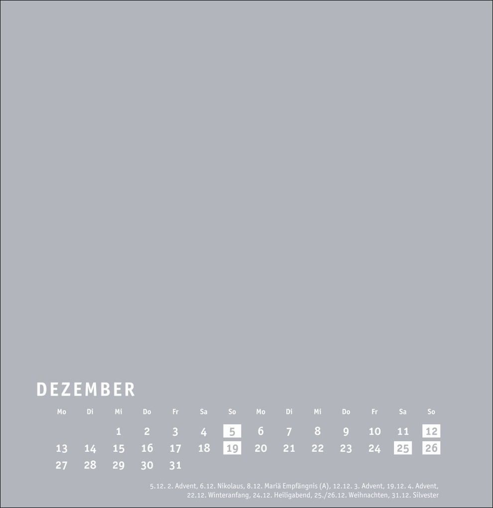 Weitere Ansicht: Premium-Bastelkalender silbergrau groß 2027