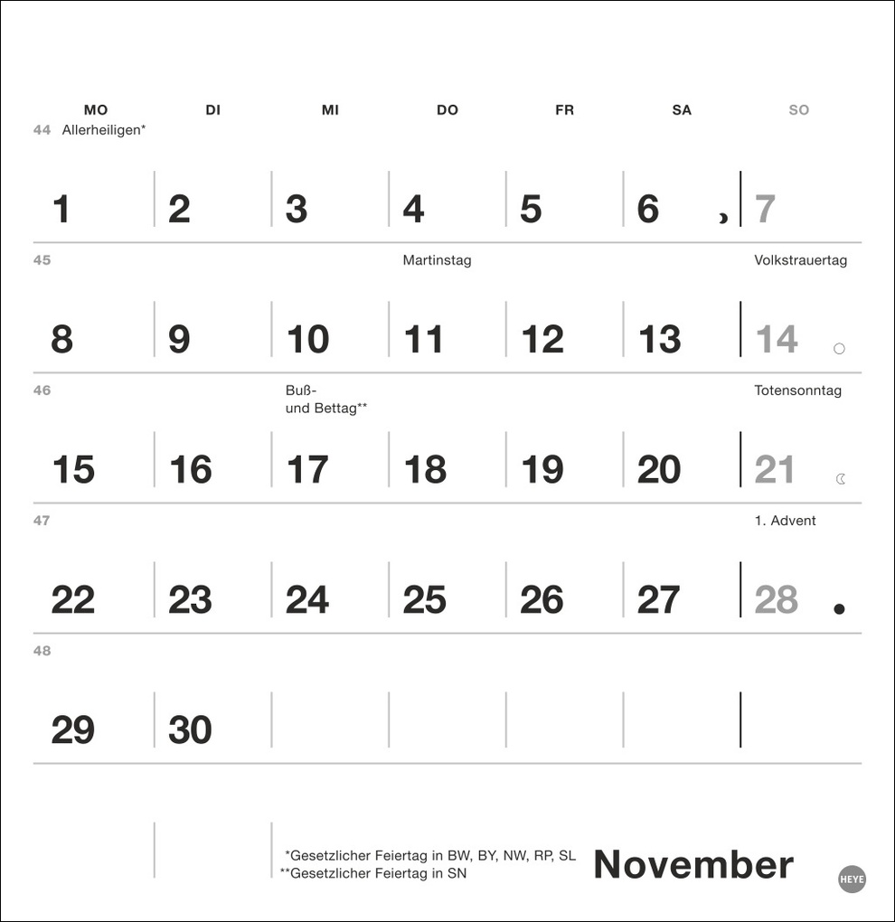 Weitere Ansicht: Black&White Monatsplaner zum Aufstellen 2027