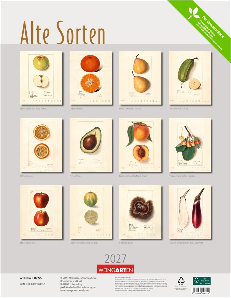 Weitere Ansicht: Alte Sorten Kalender 2027