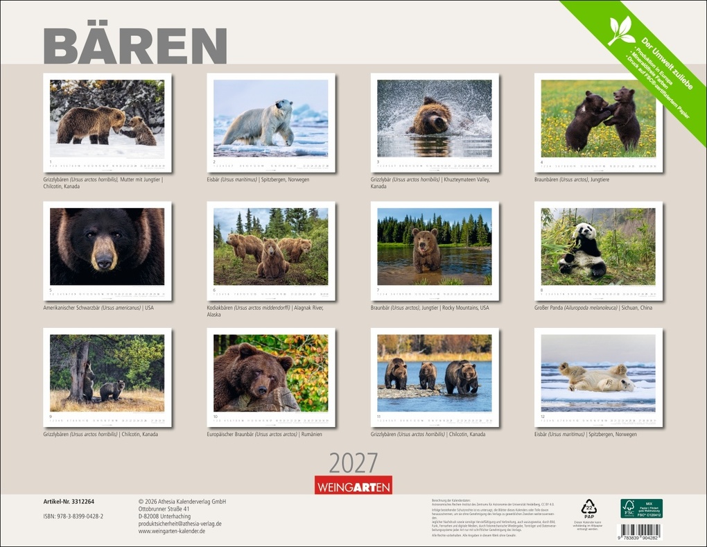 Weitere Ansicht: Bären Kalender 2027