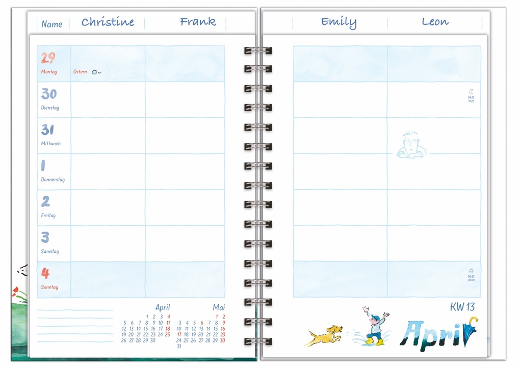 Weitere Ansicht: Helme Heine: Familienplaner-Buch A6 2027 | Helme Heine