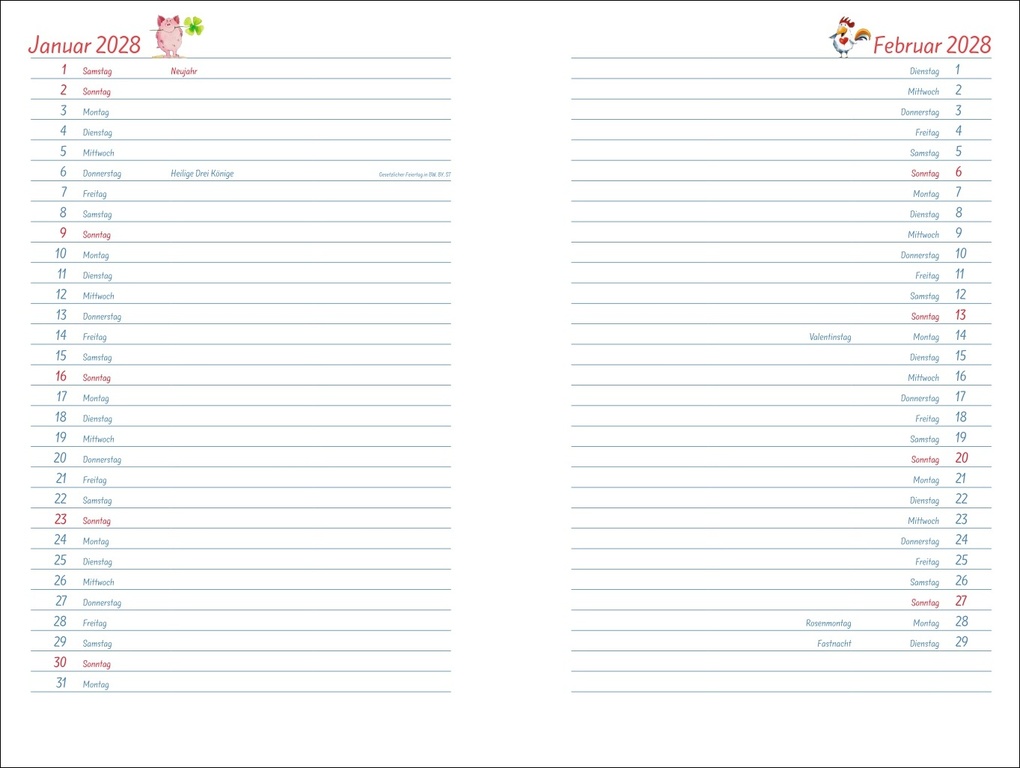 Weitere Ansicht: Helme Heine: Familienplaner-Buch A6 2027 | Helme Heine