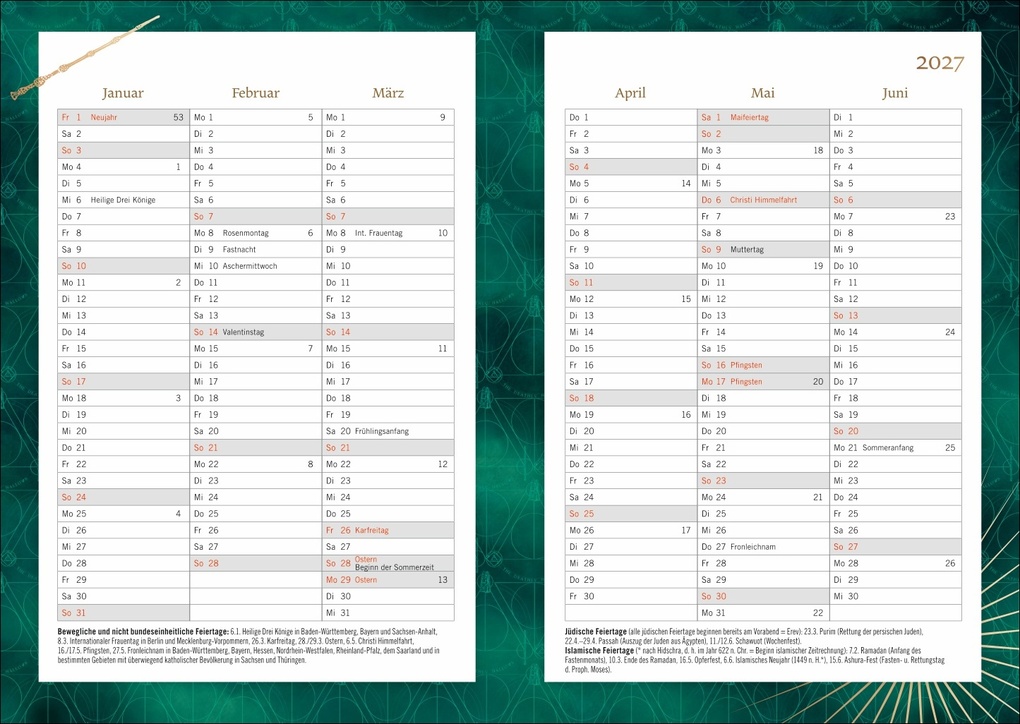 Weitere Ansicht: Harry Potter 17-Monats-Kalenderbuch A5 Hedwig 2027 - 17 Monate. Von August 2026 bis Dezember 2027