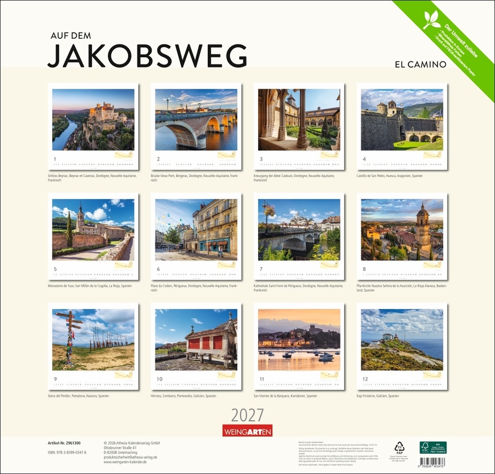 Weitere Ansicht: Auf dem Jakobsweg Kalender 2027 - El Camino