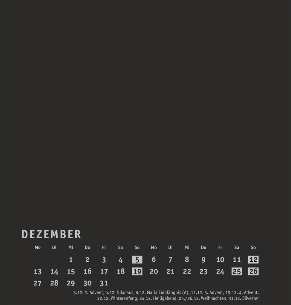 Weitere Ansicht: Premium-Bastelkalender schwarz mittel 2027
