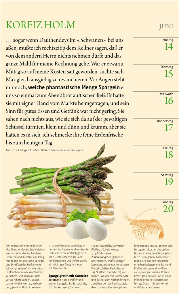 Weitere Ansicht: Sybil Gräfin Schönfeldts Literarischer Küchenkalender Wochenkalender 2027