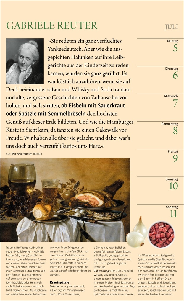 Weitere Ansicht: Sybil Gräfin Schönfeldts Literarischer Küchenkalender Wochenkalender 2027