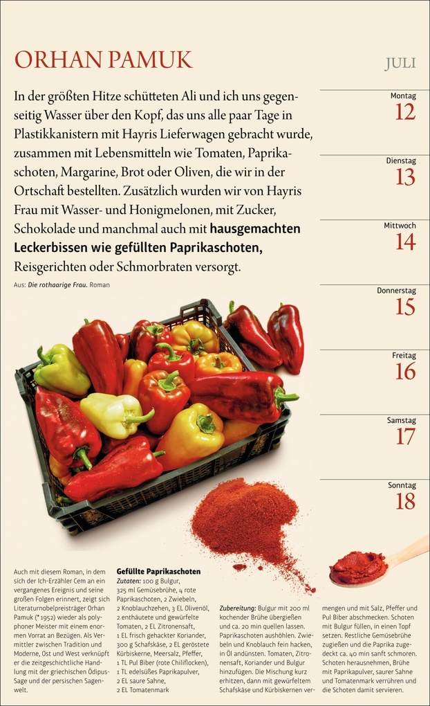 Weitere Ansicht: Sybil Gräfin Schönfeldts Literarischer Küchenkalender Wochenkalender 2027